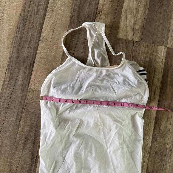 Lululemon Amped Tank Size 4 White/ Black Nimbus Stripe Sports Yoga Built In Bra - Picture 8 of 8